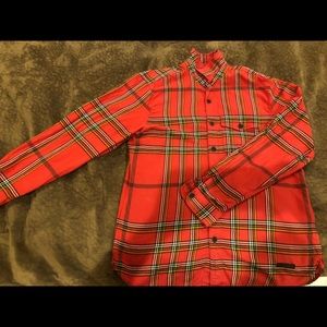Burberry Brit Red Plaid Button Down
